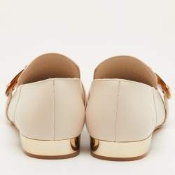 مملوكة مسبقًا حذاء لوفرز سالفاتوري فيراغامو جلد كريم سليب أون مقاس 41