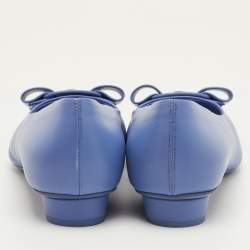 مملوكة مسبقًا حذاء باليرينا فلات سالفاتوري فيراغامو فيونكة فيفا جلد معدني وردي مقاس 40