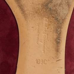 Pre Owned Salvatore Ferragamo Varina Size 41 Two Burgundy Suede Ballet Flats