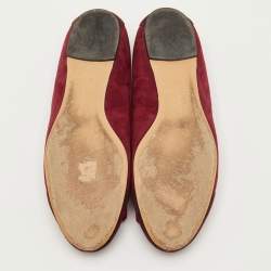 Pre Owned Salvatore Ferragamo Varina Size 41 Two Burgundy Suede Ballet Flats