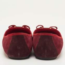 Pre Owned Salvatore Ferragamo Varina Size 41 Two Burgundy Suede Ballet Flats