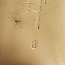 Pre Owned حذاء كعب عالي سالفاتوري فيراغامو آفيري جلد بني بكعب عريض مقاس 38.5