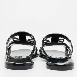 Pre Owned صندل سالفاتوري فيراغامو ليليا فيرا جلي شفاف أسود مقاس 38.5