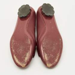 Pre Owned Salvatore Ferragamo Sarno Bow Size 37 Burgundy Leather Smoking Slippers