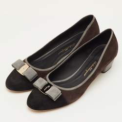 Pre Owned حذاء كعب عالي سالفاتوري فيراغامو مزين فيونكة فارا متعدد الألوان شامواه نعل سميك مقاس 41