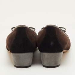 Pre Owned حذاء كعب عالي سالفاتوري فيراغامو مزين فيونكة فارا متعدد الألوان شامواه نعل سميك مقاس 41