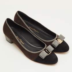 Pre Owned حذاء كعب عالي سالفاتوري فيراغامو مزين فيونكة فارا متعدد الألوان شامواه نعل سميك مقاس 41