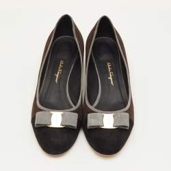 Pre Owned حذاء كعب عالي سالفاتوري فيراغامو مزين فيونكة فارا متعدد الألوان شامواه نعل سميك مقاس 41