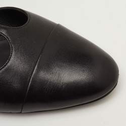 مملوكة مسبقًا حذاء باليرينا فلات سالفاتوري فيراغامو جلد أسود بحزام على شكل حرف T مقاس 39.5