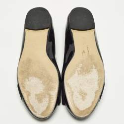 مملوكة مسبقًا حذاء راقص فلات سالفاتوري فيراغامو جلد لامع أسود مزين فيونكة فارا مقاس 37