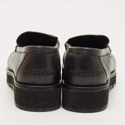 Pre Owned حذاء لوفرز سالفاتوري فيراغامو غانسيني بيت جلد أسود مقاس 37.5