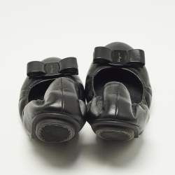 Pre Owned Salvatore Ferragamo Vara Bow Size 38.5 Black Leather Ballet Flats