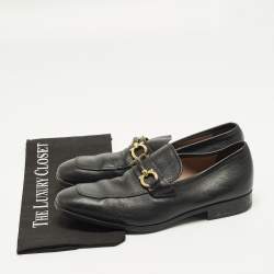 Pre Owned حذاء لوفرز سالفاتوري فيراغامو جلد أسود جانشيني مقاس 37.5