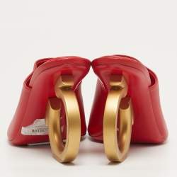 Pre Owned Salvatore Ferragamo Astro Size 38 Red Leather Slide Sandals