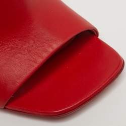 Pre Owned Salvatore Ferragamo Astro Size 38 Red Leather Slide Sandals