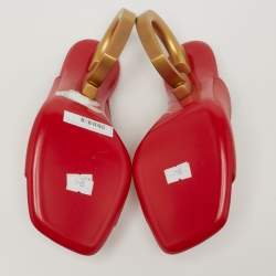 Pre Owned Salvatore Ferragamo Astro Size 38 Red Leather Slide Sandals