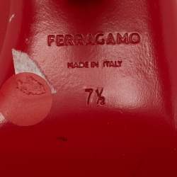 Pre Owned Salvatore Ferragamo Astro Size 38 Red Leather Slide Sandals