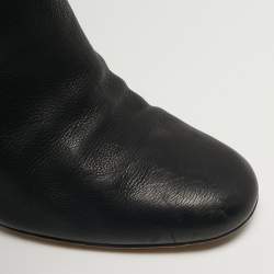 Pre Owned Salvatore Ferragamo Gancini Size 39 Black Leather Knee Length Boots