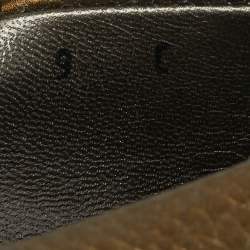 مملوكة مسبقًا Salvatore Ferragamo Size 39.5 Metallic Brown Leather and Suede Ballet Flats