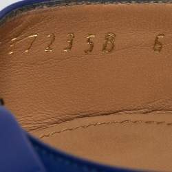 Pre Owned حذاء كعب عالي سالفاتوري فيراغامو رييتا جلد أزرق بفيونكة مقاس 36.5