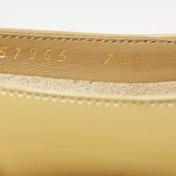 Pre Owned حذاء كعب عالي سالفاتوري فيراغامو فيونكة مقاس 38 جلد لامع بيج نعل سميك