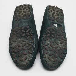 Pre Owned حذاء لوفرز سالفاتوري فيراغامو غانتشيني سليب أون سويدي أخضر غامق مقاس 35