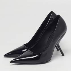 مملوكة مسبقًا حذاء كعب عالي سالفاتوري فيراغامو إيفا جلد لامع أسود مقاس 37.5