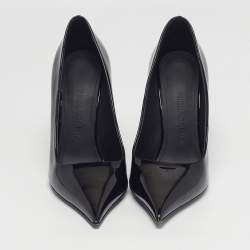 مملوكة مسبقًا حذاء كعب عالي سالفاتوري فيراغامو إيفا جلد لامع أسود مقاس 37.5