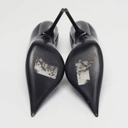 مملوكة مسبقًا حذاء كعب عالي سالفاتوري فيراغامو إيفا جلد لامع أسود مقاس 37.5