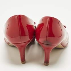 Pre Owned Salvatore Ferragamo Erice 55 Size 36.5 Red Patent Leather Pumps