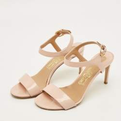 Pre Owned صندل بحزام للكاحل سالفاتوري فيراغامو آنجي جلد لامع متعدد الألوان مرقط مقاس 38