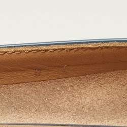 Pre Owned Salvatore Ferragamo Varina Size 38.5 Blue Patent Leather Bow Block Heel Pumps