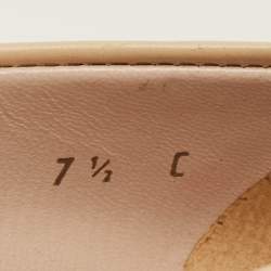 Pre Owned Salvatore Ferragamo Vara Bow Size 38 Beige Leather Peep Toe Pumps