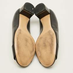 Pre Owned Salvatore Ferragamo Fiamma Keyhole Size 40 Black Leather Block Heel Pumps