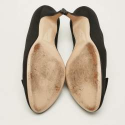 Pre Owned Salvatore Ferragamo Size 40.5 Black Satin Round Toe Pumps