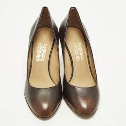 Pre Owned Salvatore Ferragamo Rodea Size 40.5 Brown Ombre Leather Pumps