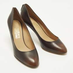 Pre Owned Salvatore Ferragamo Rodea Size 40.5 Brown Ombre Leather Pumps