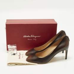 Pre Owned Salvatore Ferragamo Rodea Size 40.5 Brown Ombre Leather Pumps