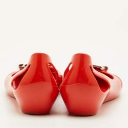 Pre Owned Salvatore Ferragamo Bermuda Size 35.5 Orange Jelly Ballet Flats