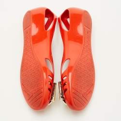 Pre Owned Salvatore Ferragamo Bermuda Size 35.5 Orange Jelly Ballet Flats