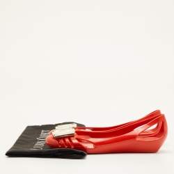 Pre Owned Salvatore Ferragamo Bermuda Size 35.5 Orange Jelly Ballet Flats