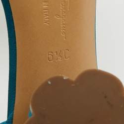 Pre Owned Salvatore Ferragamo Bow Size 37 Blue Canvas Ankle Strap Sandals