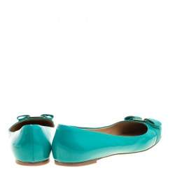 Pre Owned Salvatore Ferragamo Jade Green Patent Leather Varina Ballet Flats Size 40