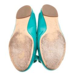 Pre Owned Salvatore Ferragamo Jade Green Patent Leather Varina Ballet Flats Size 40