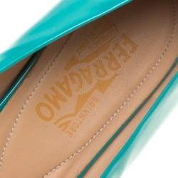 Pre Owned Salvatore Ferragamo Jade Green Patent Leather Varina Ballet Flats Size 40