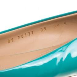 Pre Owned Salvatore Ferragamo Jade Green Patent Leather Varina Ballet Flats Size 40