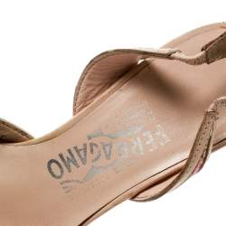 Salvatore Ferragamo Multicolor Printed Canvas And Leather Trim Pointed Toe Slingback Sandals Size 37