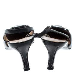 مملوكة مسبقًا صندل سالفاتوري فيراغامو فتحة كعب جلد أسود مقاس 37