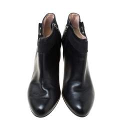 Pre Owned Salvatore Ferragamo Black Leather Booties Size 41