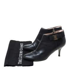 Pre Owned Salvatore Ferragamo Black Leather Booties Size 41